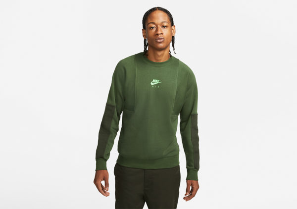 NIKE AIR NSW BRUSHED BACK FLEECE CREW CARBON GREEN